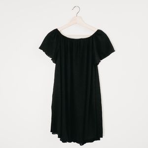 Anthropologie Painted Thread Flare Black Dress